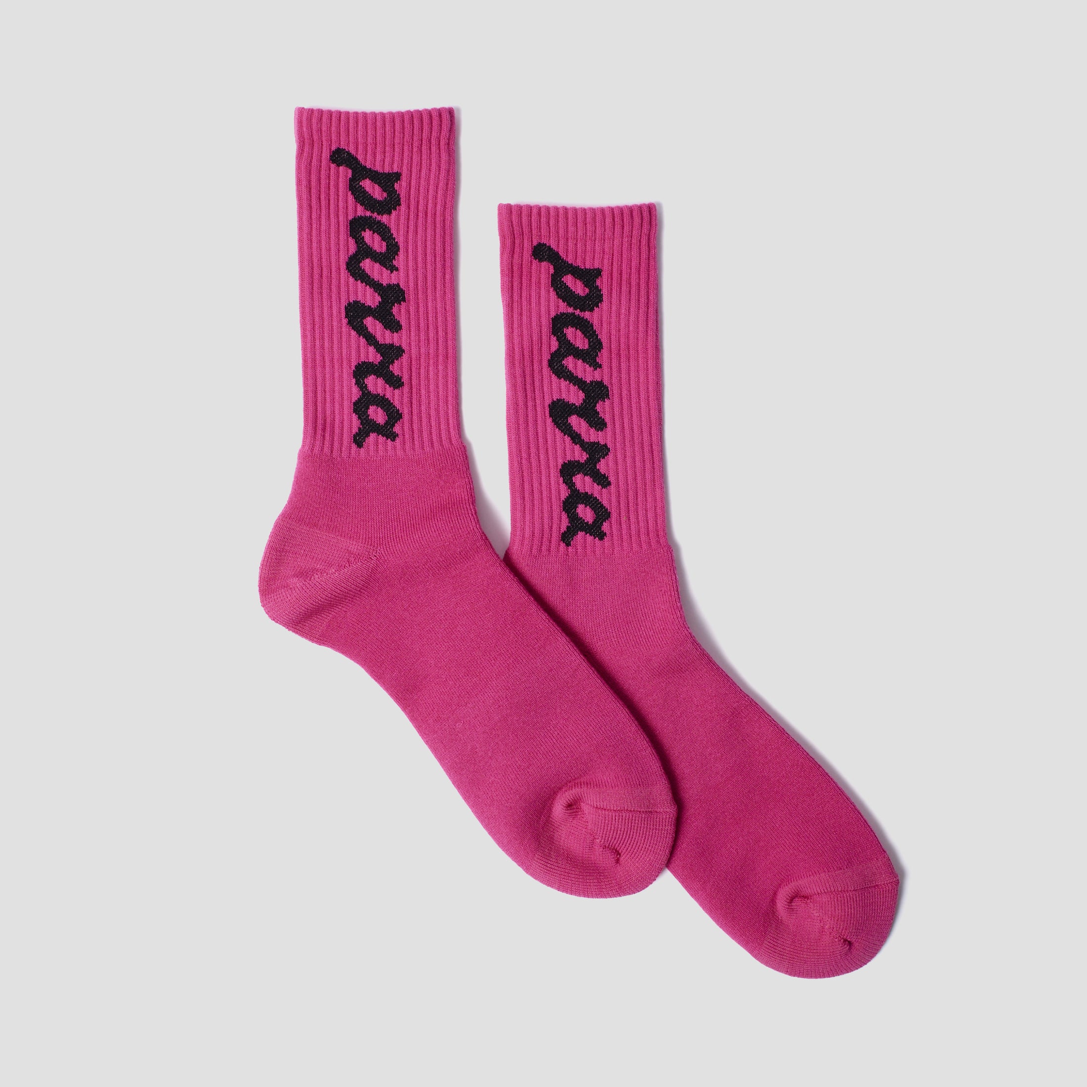 By Parra Lowercase Script Logo Crew Socks Hot Pink