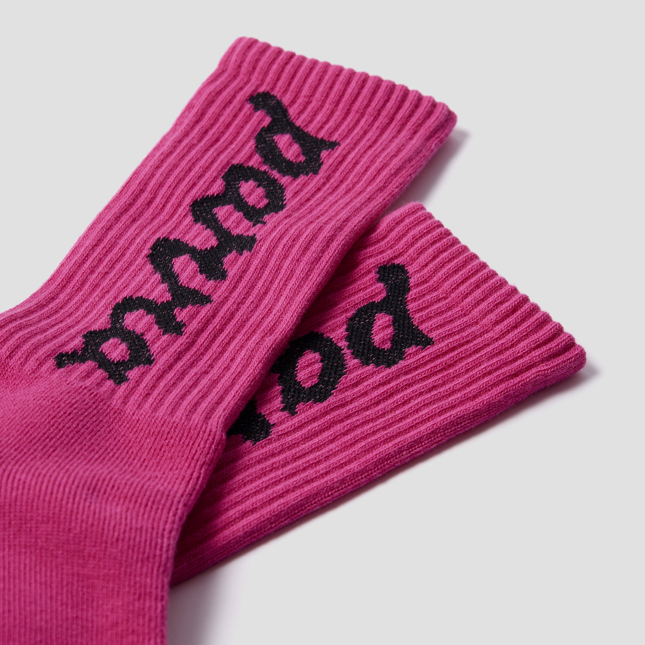 By Parra Lowercase Script Logo Crew Socks Hot Pink