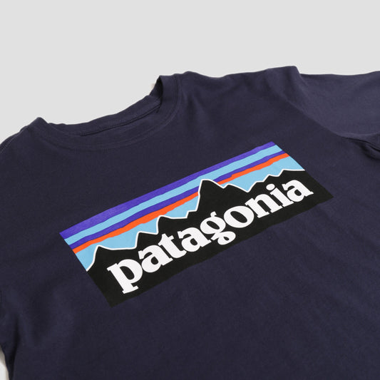 Patagonia Kids Regenerative Organic Certified Cotton P-6 Logo T-Shirt New Navy