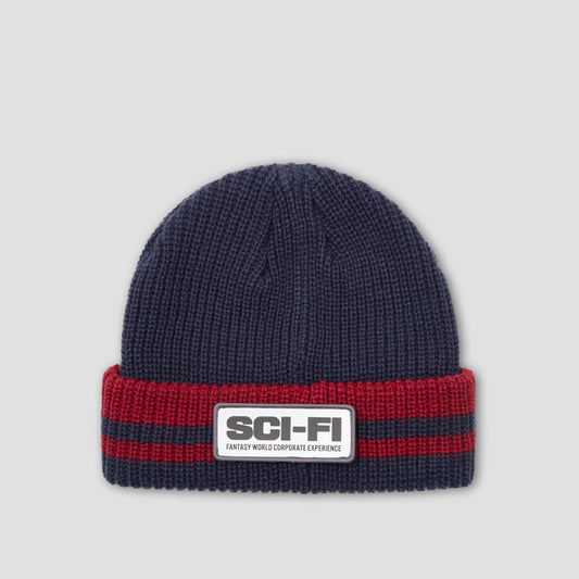Sci-Fi Fantasy Reflective Patch Beanie Navy / Red