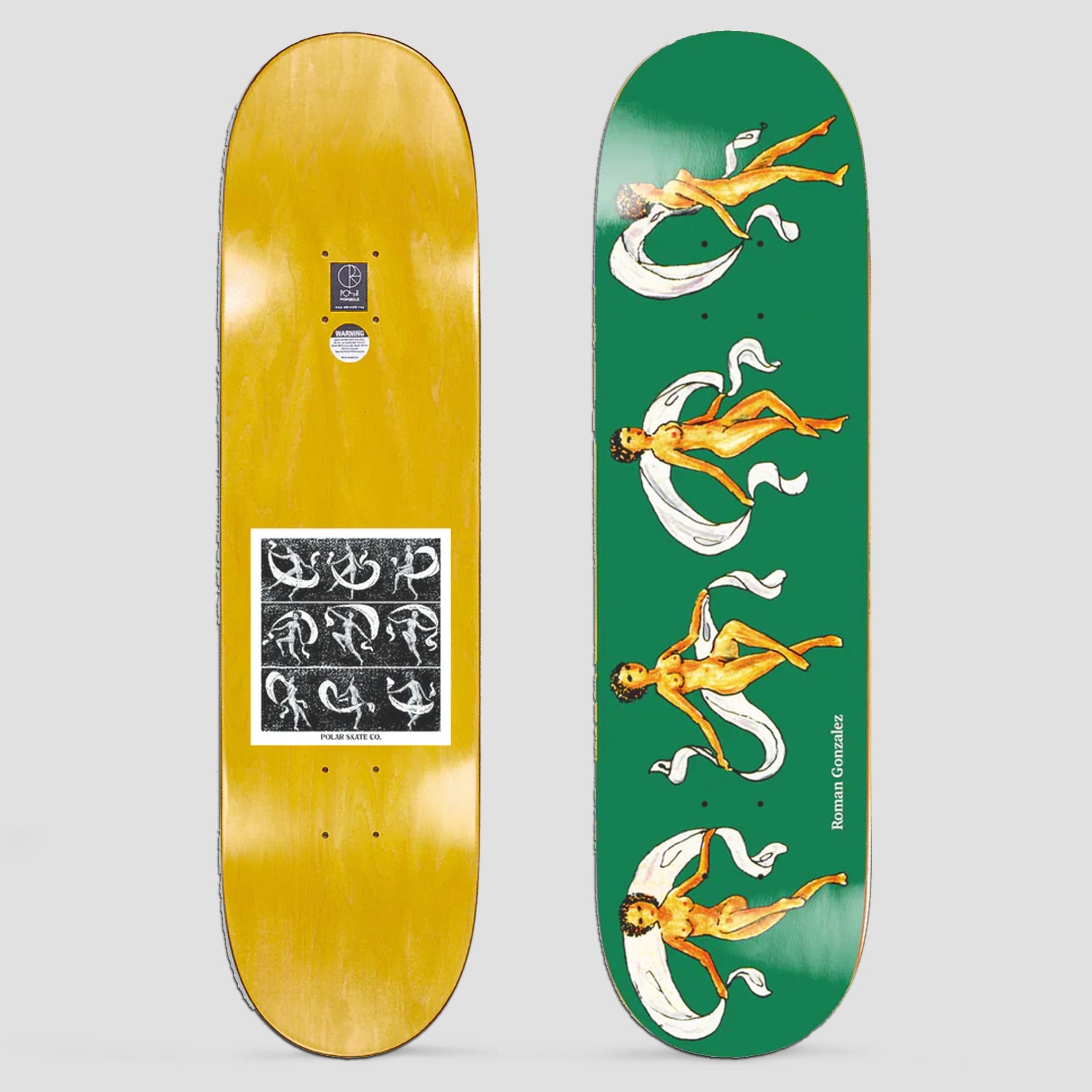 Polar 8.375 Roman Gonzalez Dancing Lady Skateboard Deck Green