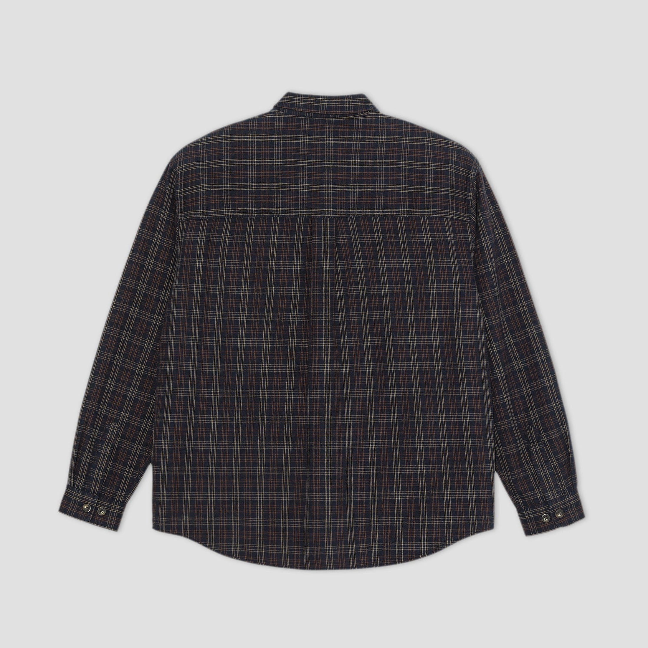 Polar Mitchell Long Sleeve Flannel Shirt Navy / Brown