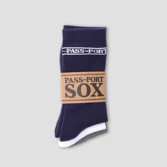 Passport Hi Sox 3 Pack Multi Navy / White / Grey