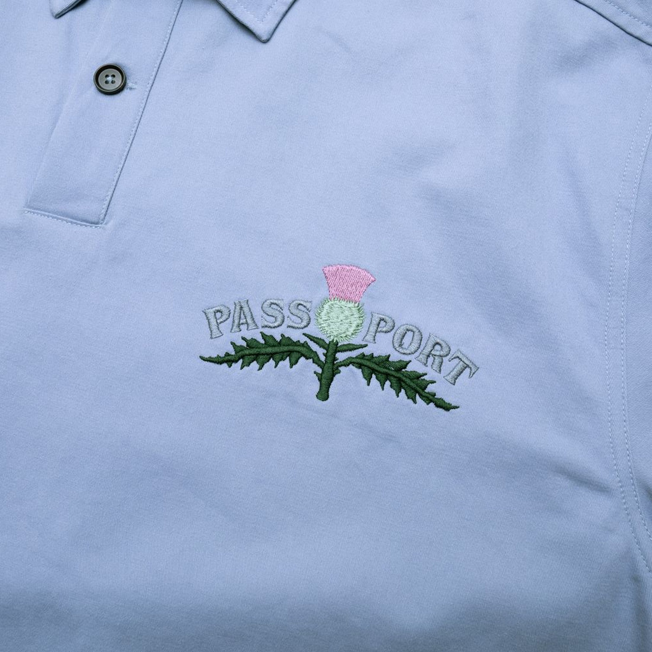 Passport Thistle Embroidery AG Shortsleeve Shirt Light Blue