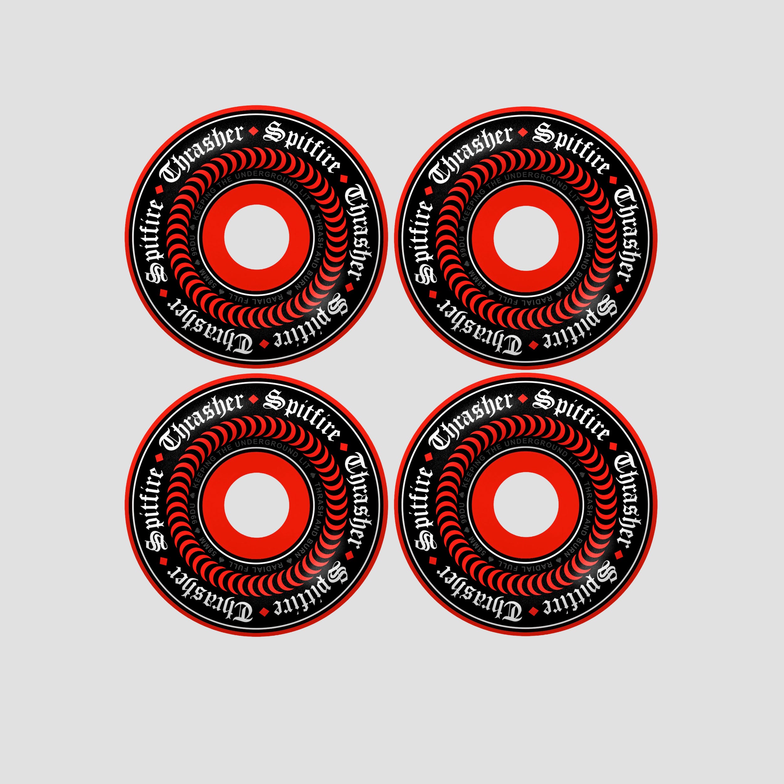 Spitfire x Thrasher 58mm Oath F4 99 Radial Full Skateboard Wheels