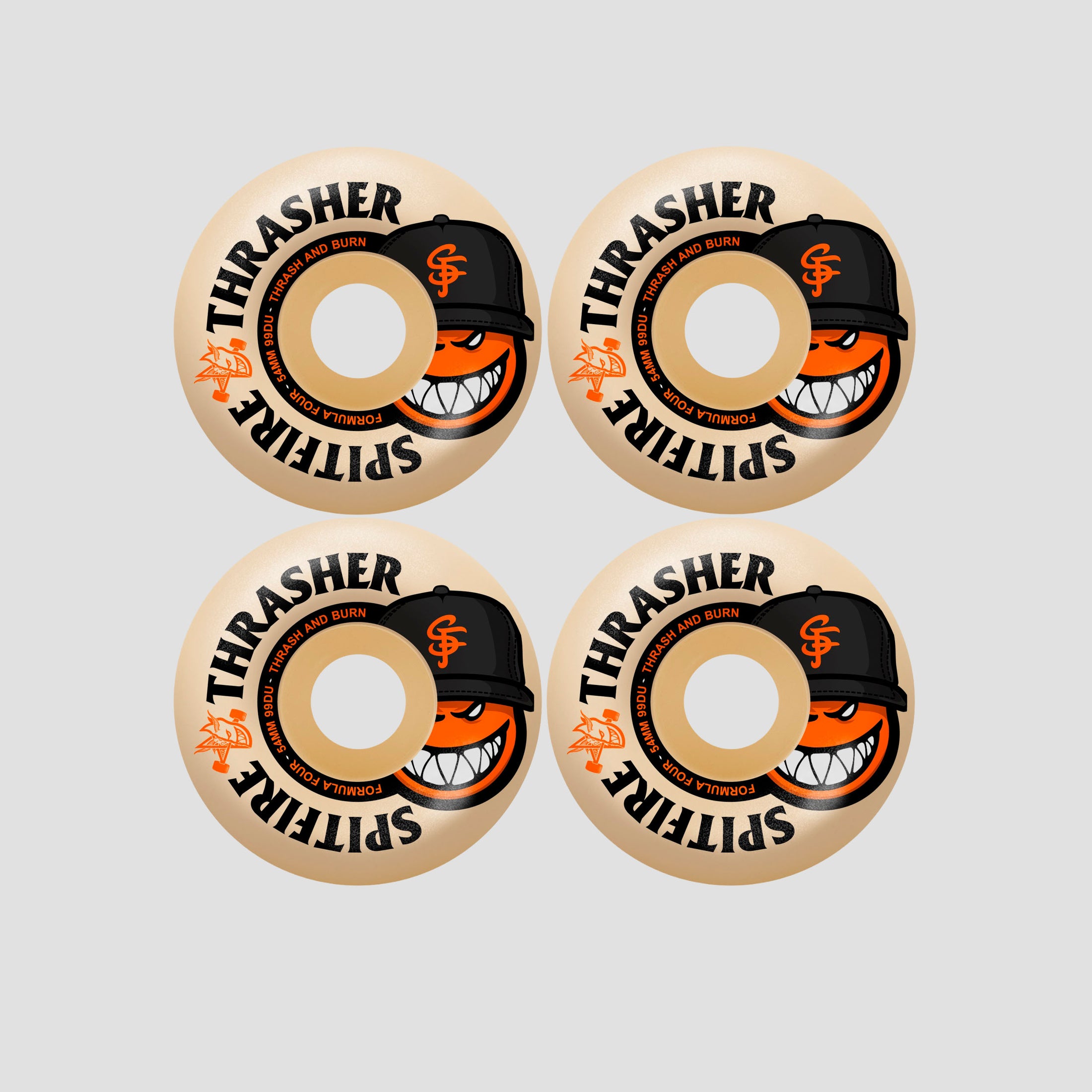 Spitfire x Thrasher 54mm The City F4 99 Radial Full Skateboard Wheels Natural