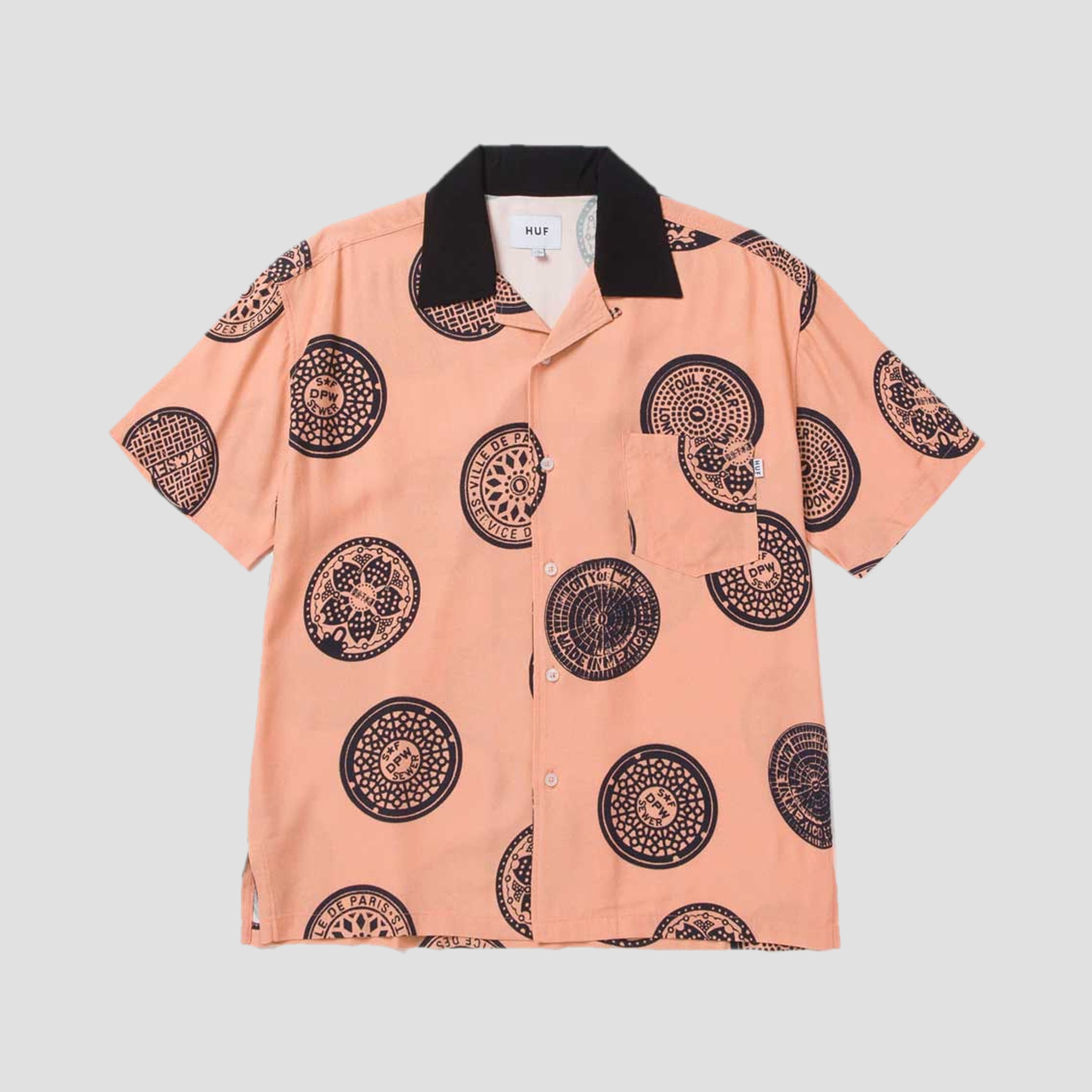 HUF Drain Cover Shortsleeve Woven Top Blush