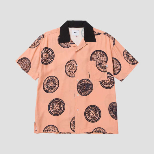 HUF Drain Cover Shortsleeve Woven Top Blush