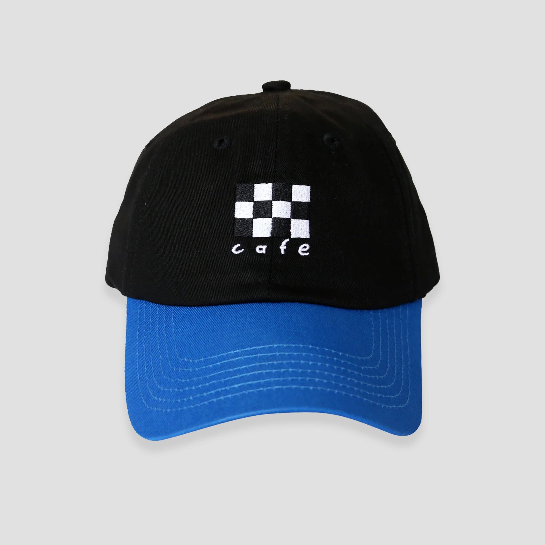 Skateboard Cafe Checkerboard Embroidered 6 Panel Cap Black / Blue