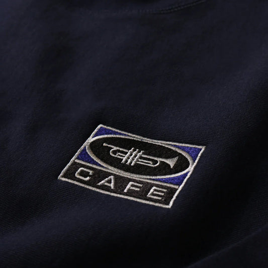 Skateboard Cafe Embroidered  Trumpet Logo Crew Navy