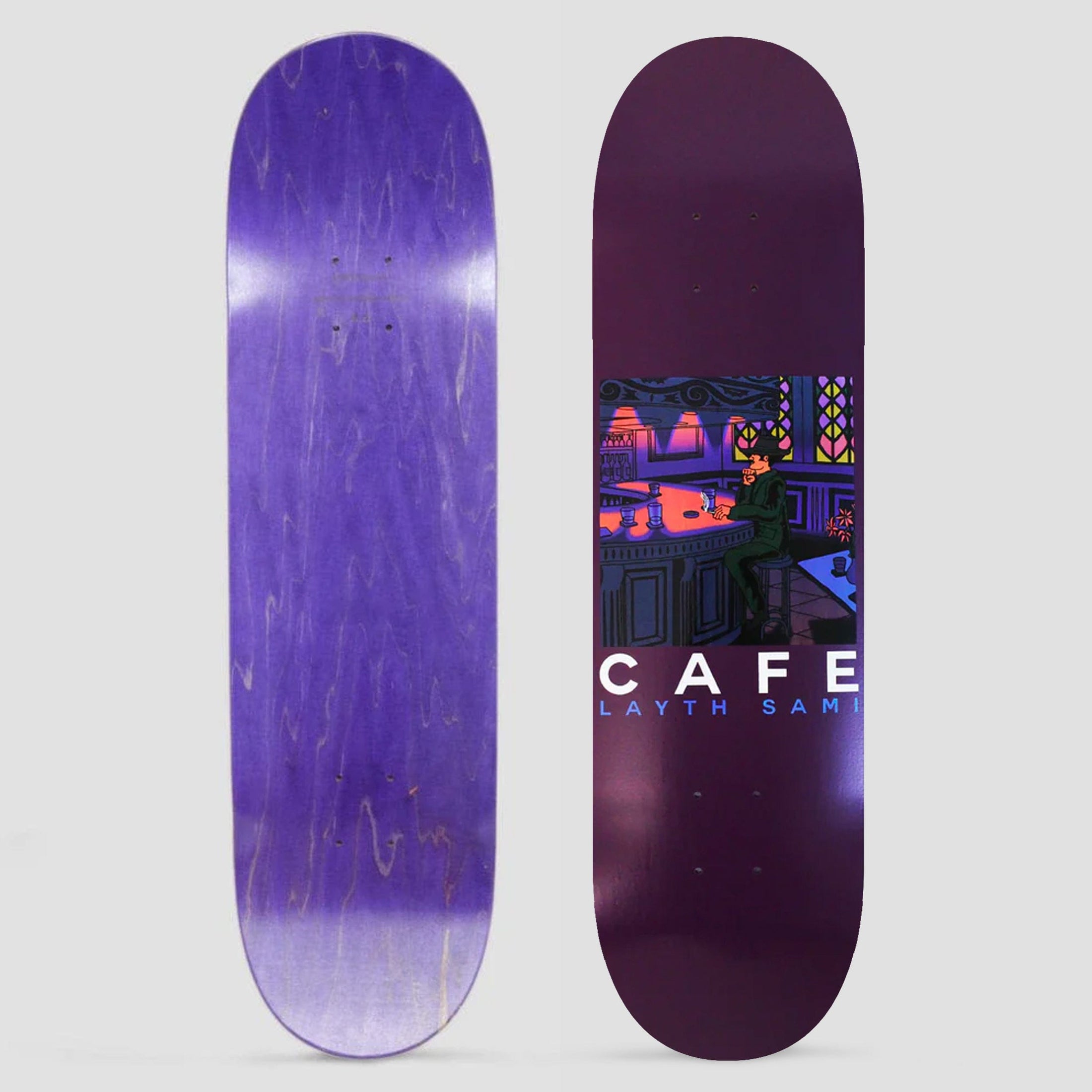 Skateboard Cafe 8.0 Layth Sami Barfly Skateboard Deck Purple