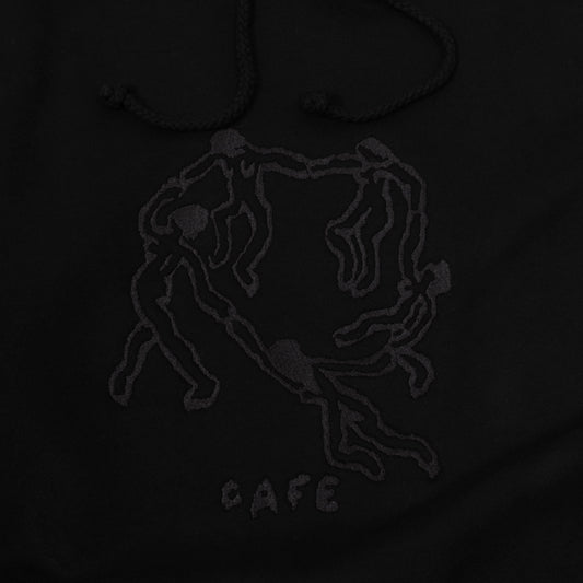 Skateboard Cafe Dance Circle Embroidered Hood Black