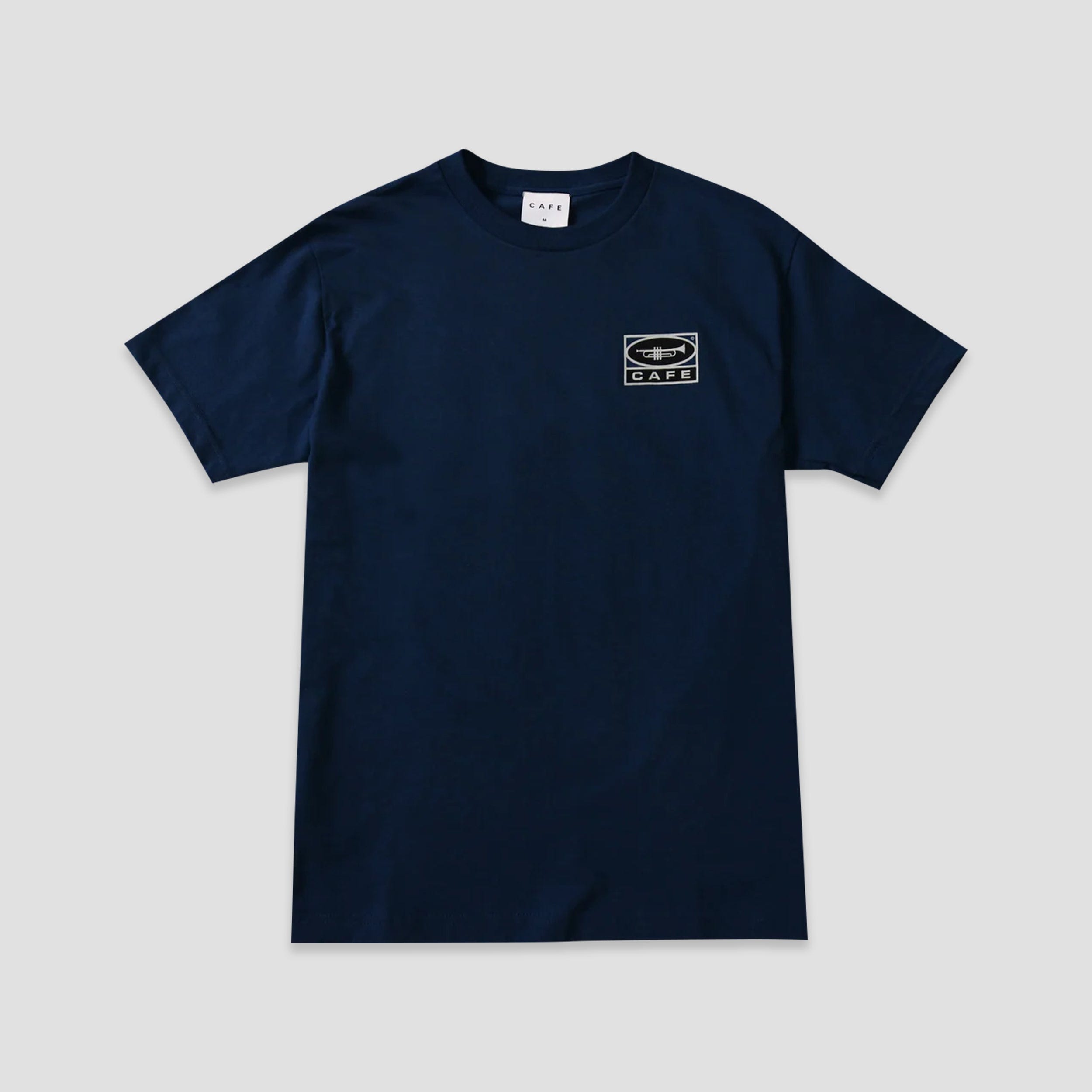 Skateboard Cafe Trumpet Logo TShirt Navy Slam City Skates