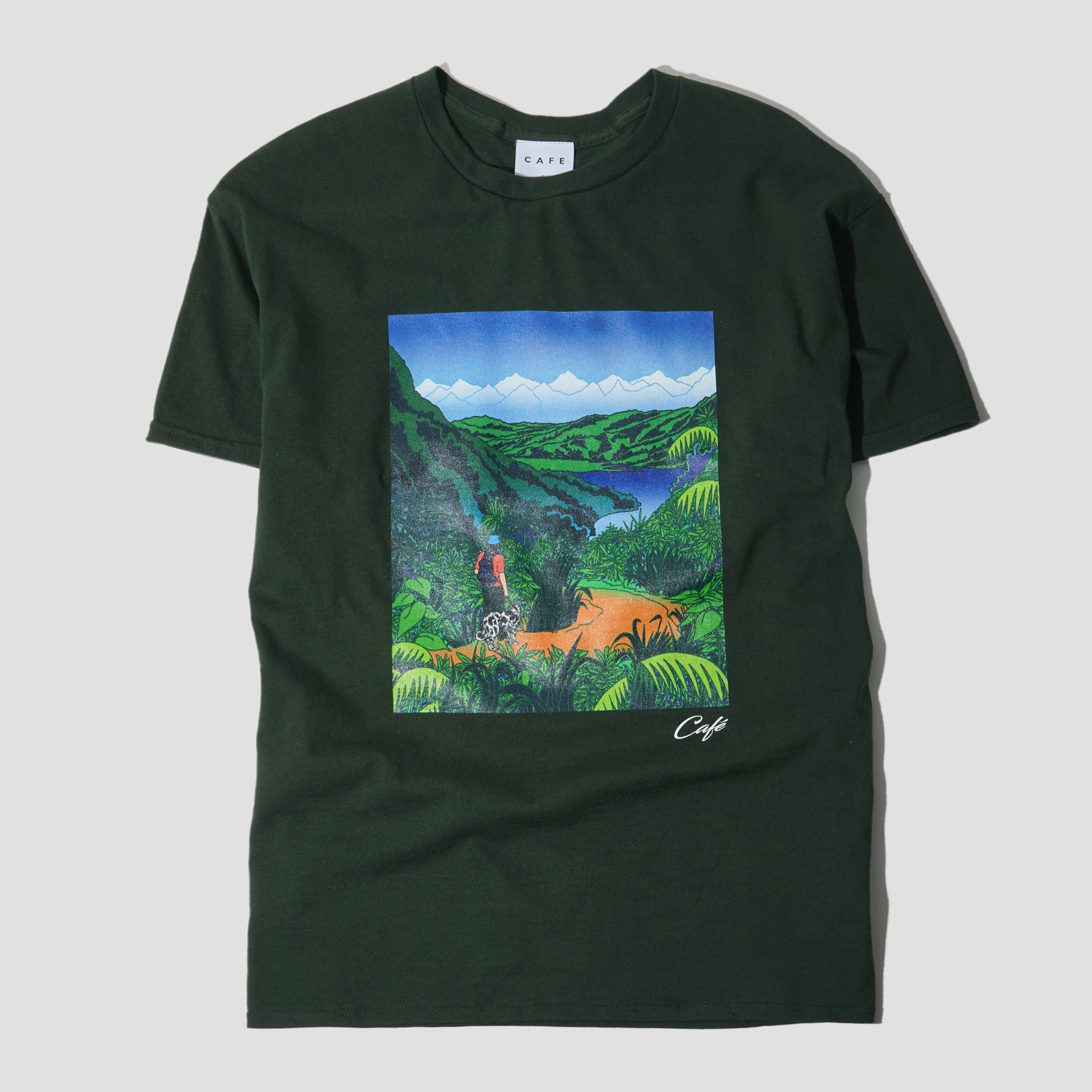 Skateboard Cafe Mountains T-Shirt Forest Green