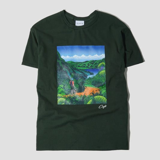 Skateboard Cafe Mountains T-Shirt Forest Green