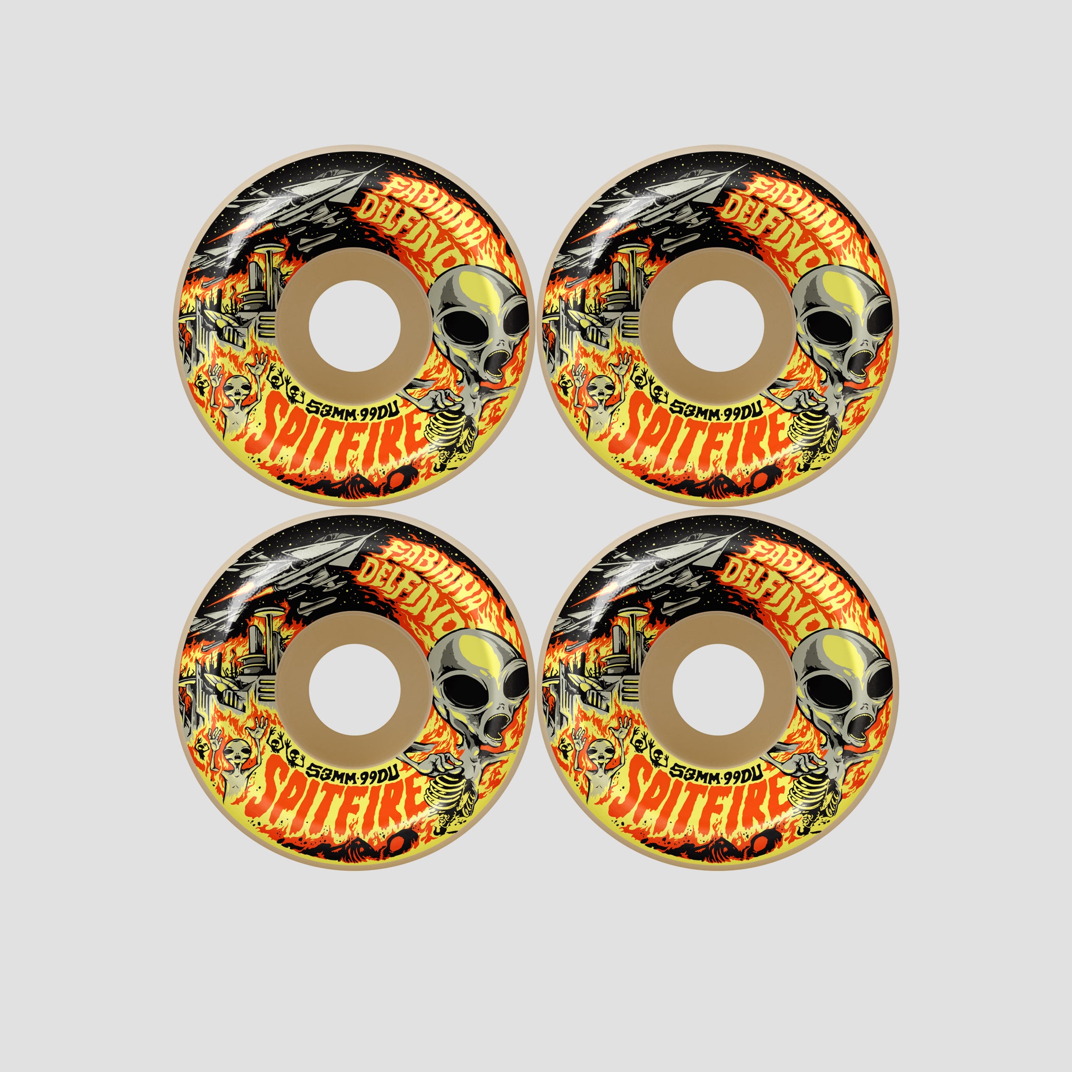 Spitfire 53mm Fabiana Invasion F4 99 Conical Full Skateboard Wheels Natural