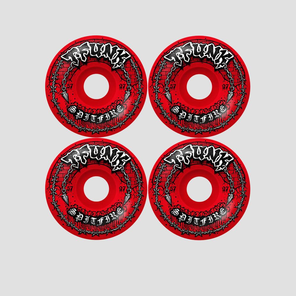 Spitfire 57mm T-Funk Raw F4 97 Radial Full Skateboard Wheels Red