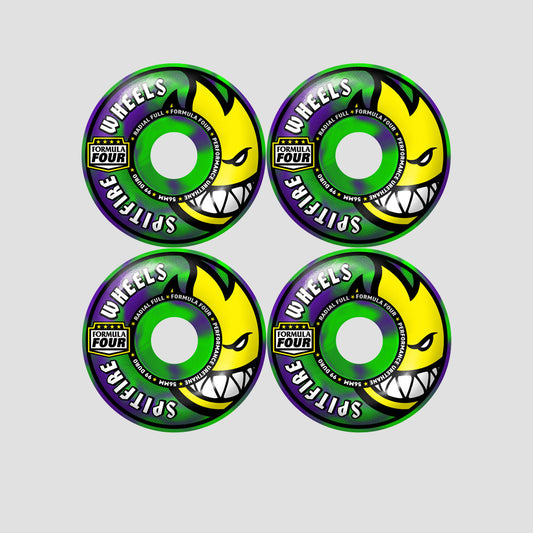 Spitfire 56mm Team Colors F4 99 Radial Full Skateboard Wheels Neon Green / Purple