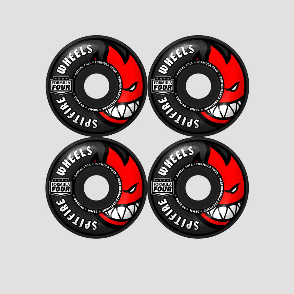 Spitfire 58mm Team Colors F4 99 Radial Full Skateboard Wheels Black