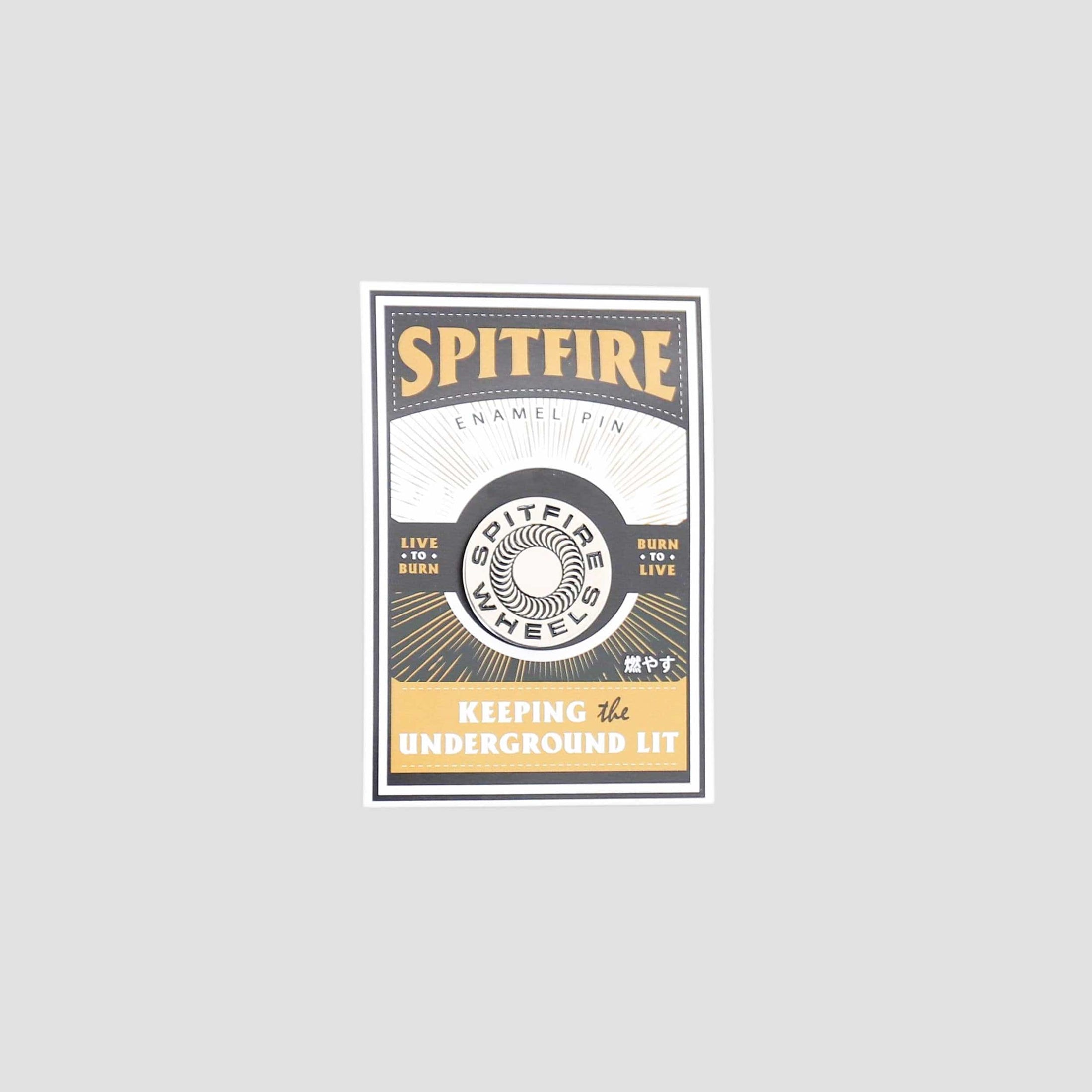 Spitfire Swirl Lapel Pin Badge Polished Silver / Black