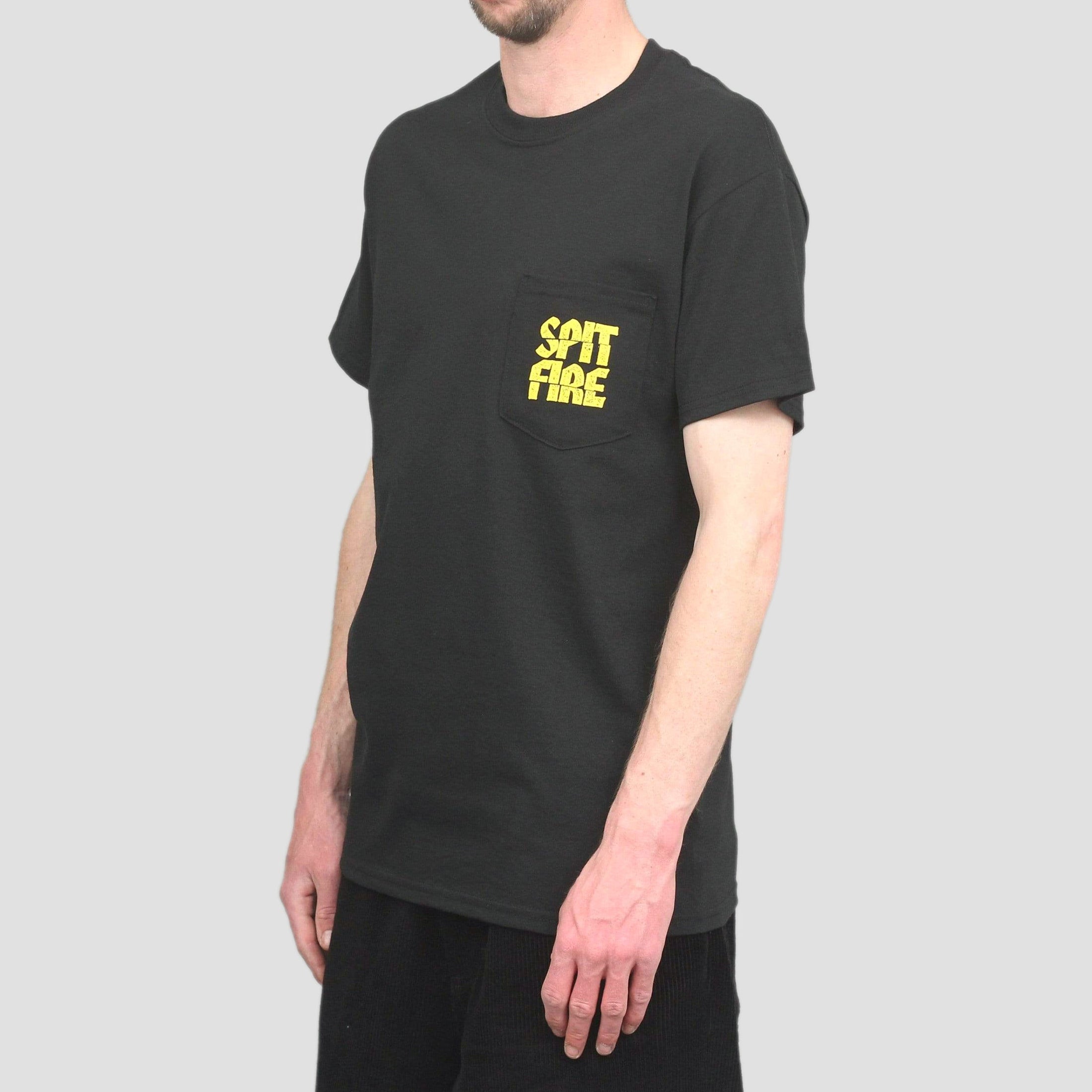Spitfire Clean Cut Pocket T-Shirt Black / Yellow