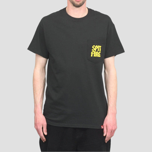 Spitfire Clean Cut Pocket T-Shirt Black / Yellow