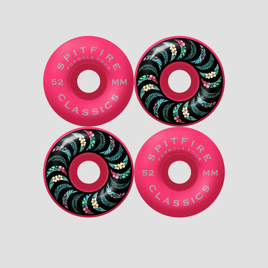 Spitfire 52mm Team Floral F4 99 Classic Skateboard Wheels Pink