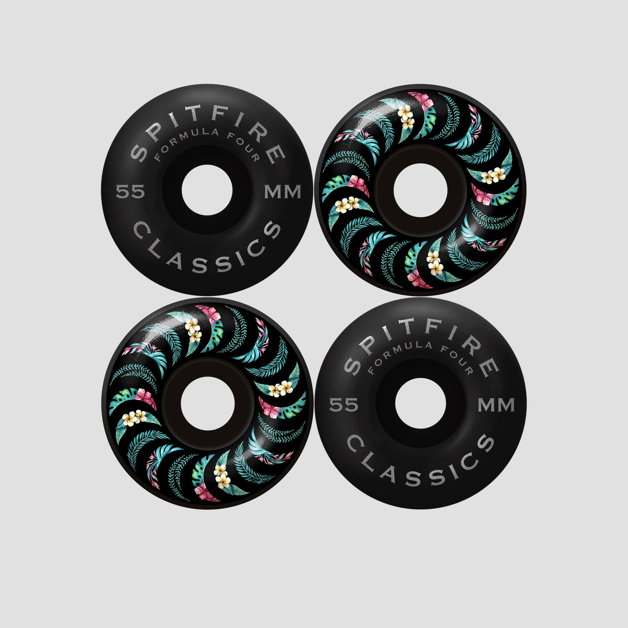 Spitfire 55mm Team Floral F4 99 Classic Skateboard Wheels Black
