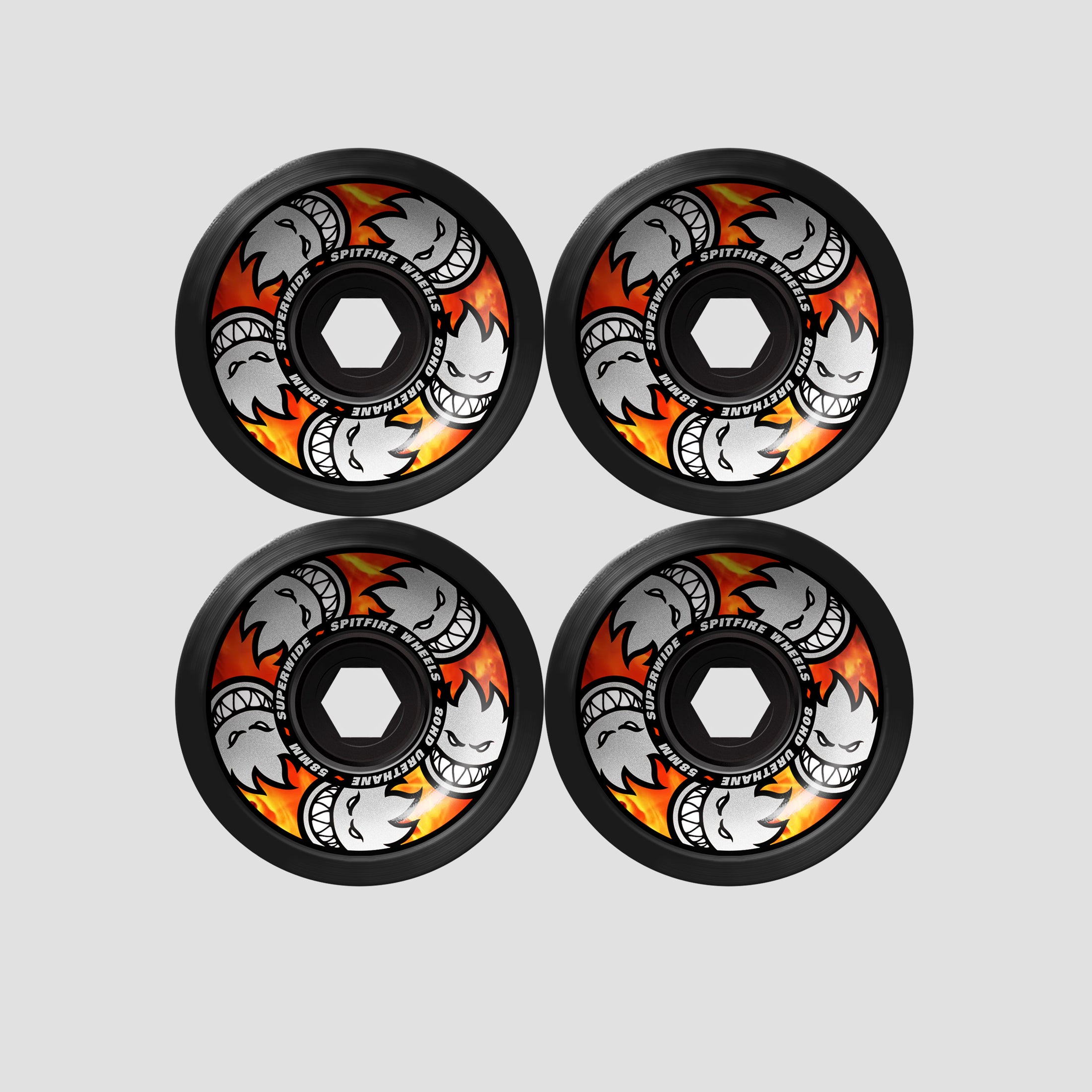 Spitfire 58mm Team Multiball 80Hd Superwide Skateboard Wheels Black