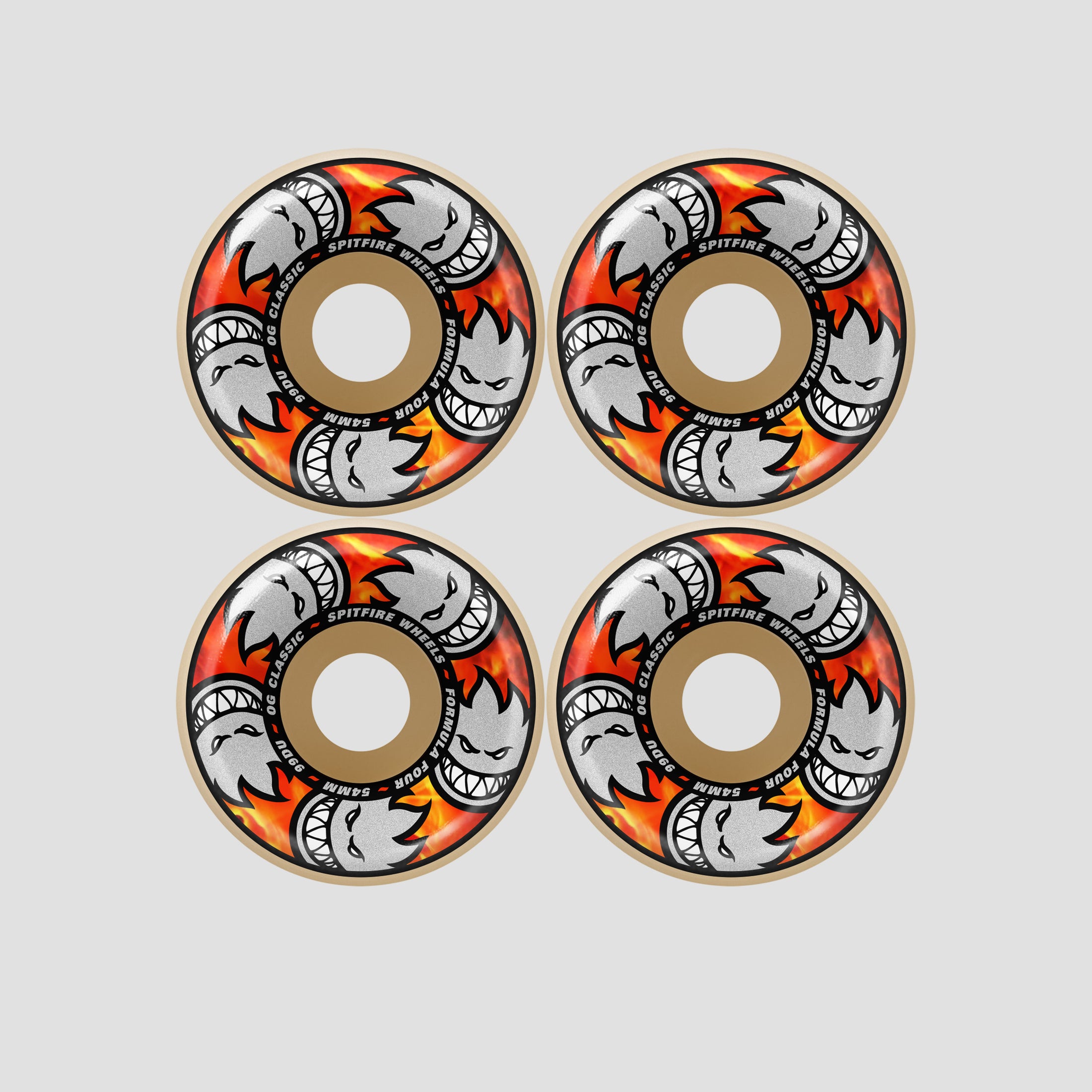 Spitfire 54mm Team Multiball F4 99 OG Classic Skateboard Wheels Natural
