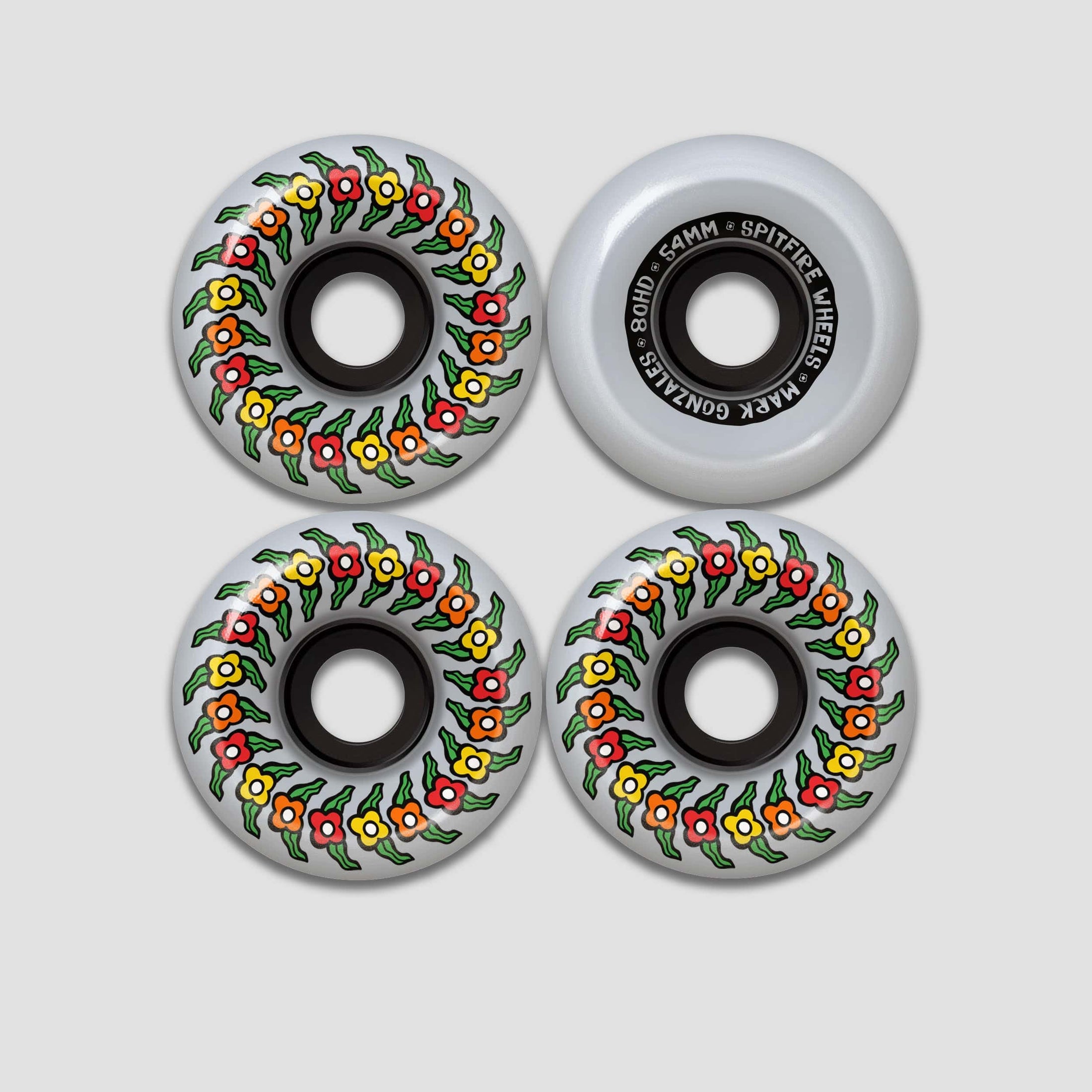 Spitfire 54mm 99DU Formula Four Gonz Flower Conical Skateboard Wheels Natural