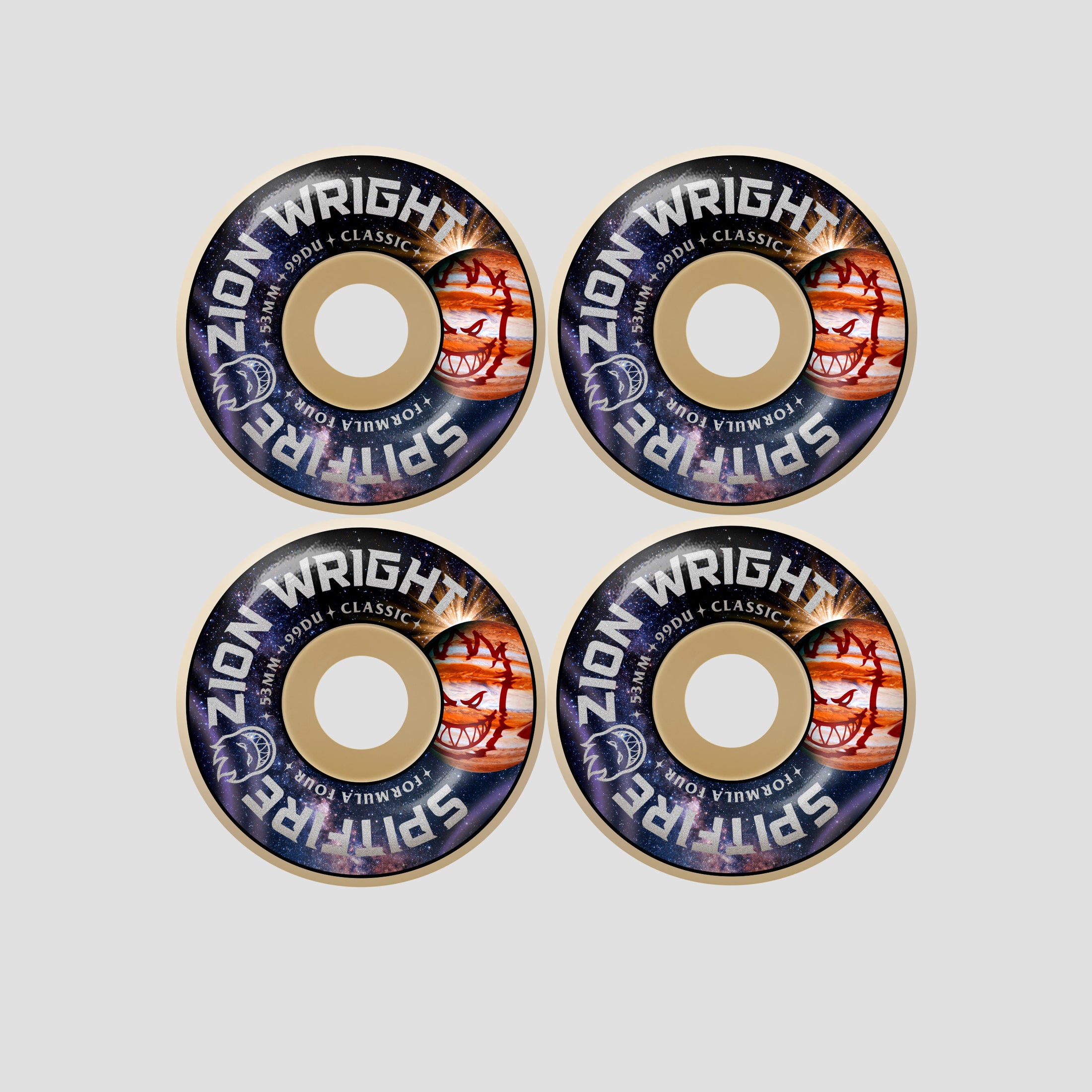 Spitfire 53mm Zion Cosmic F4 99 Classic Skateboard Wheels Natural