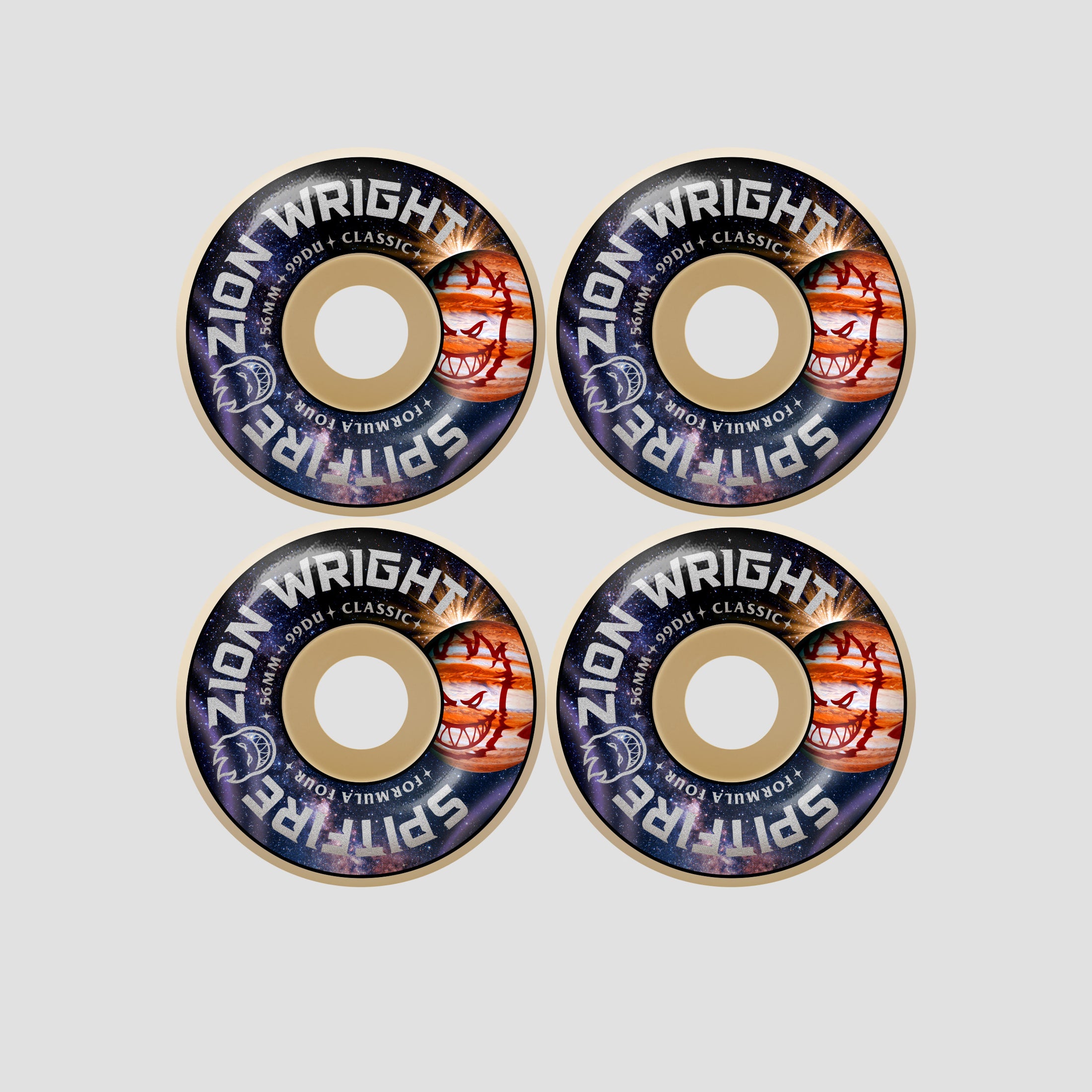 Spitfire 56mm Zion Cosmic F4 99 Classic Skateboard Wheels Natural