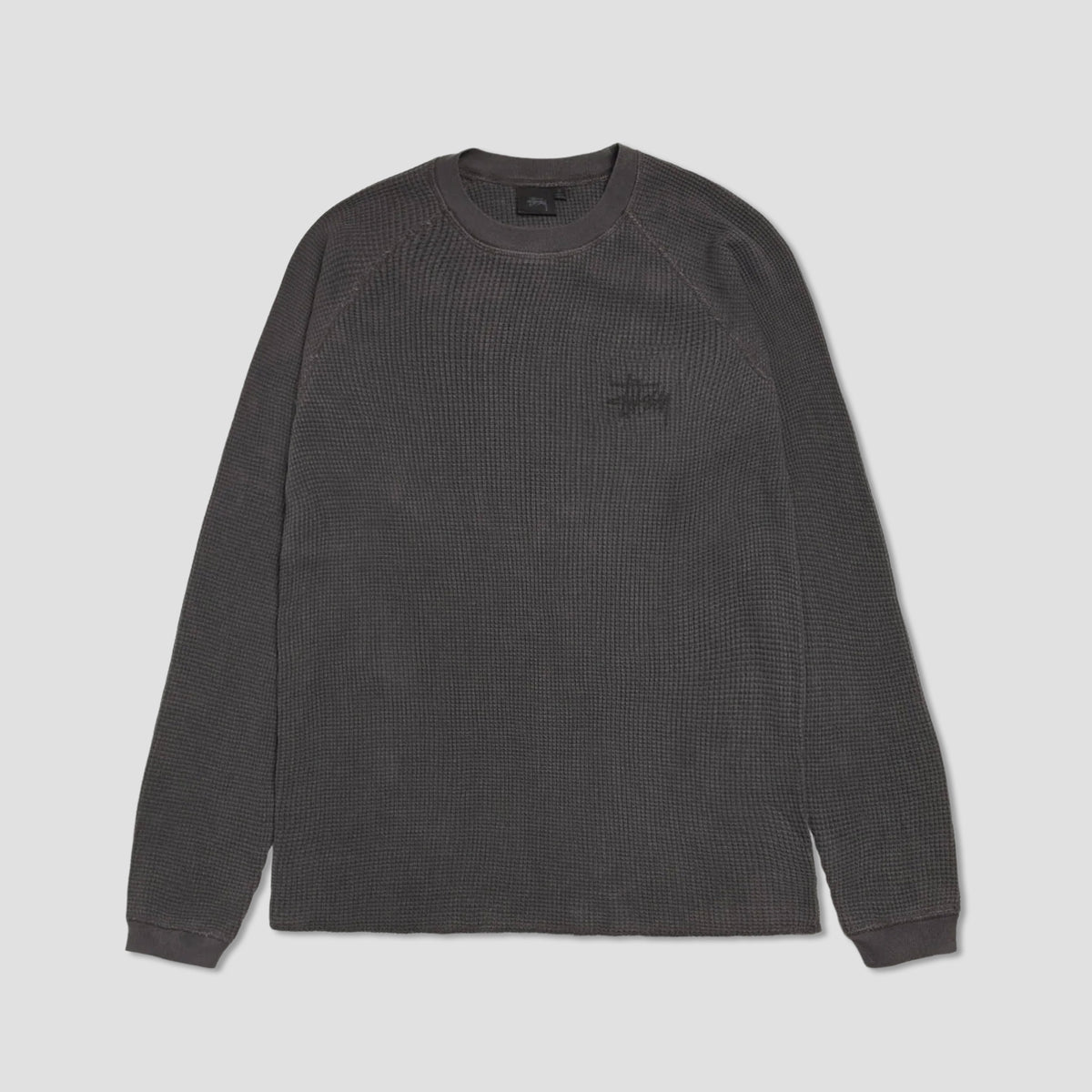 Stussy Raglan Thermal Longsleeve T-Shirt Washed Black