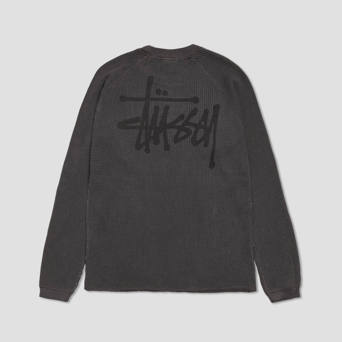 Stussy Raglan Thermal Longsleeve T-Shirt Washed Black