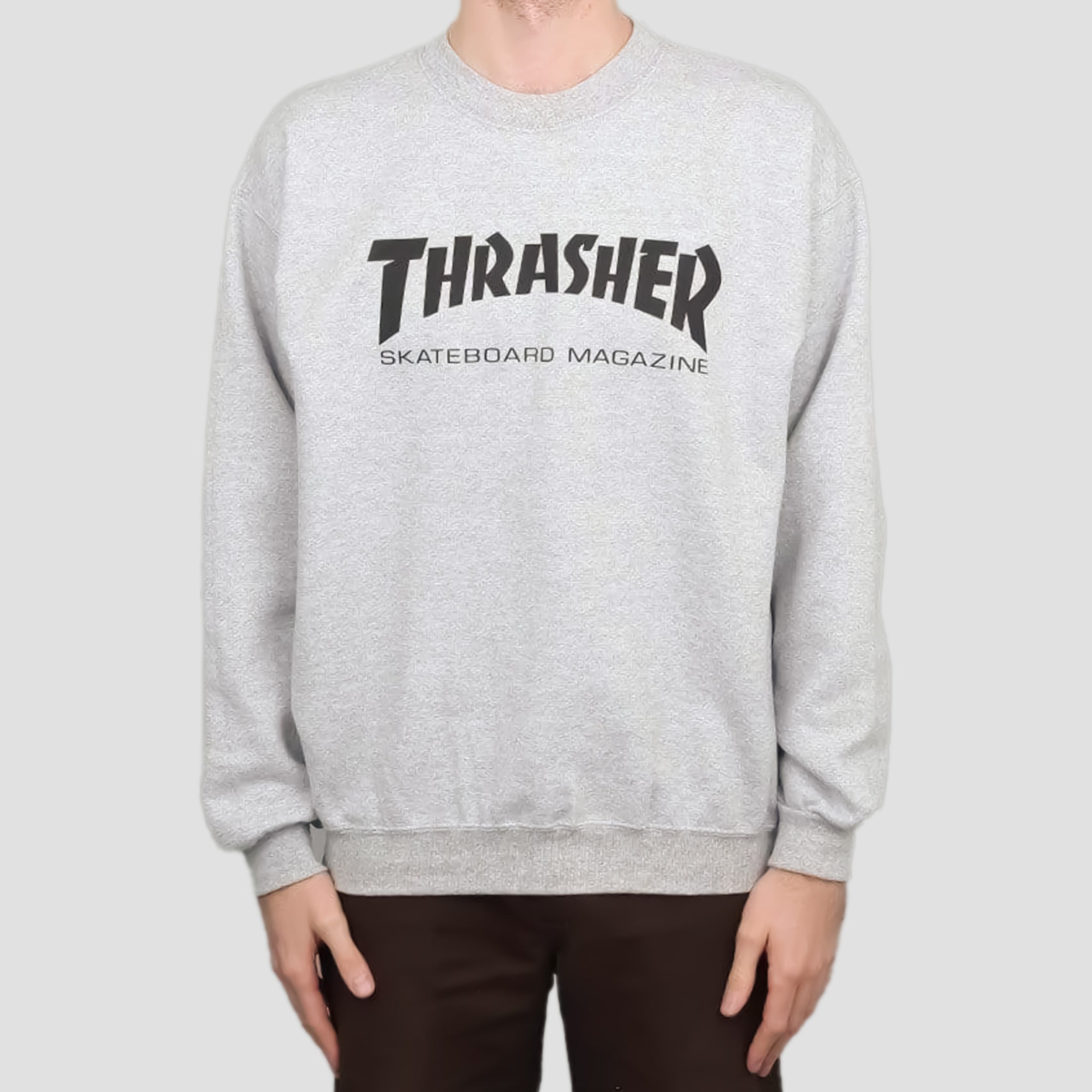 Thrasher Mag Logo Crew Heather Grey
