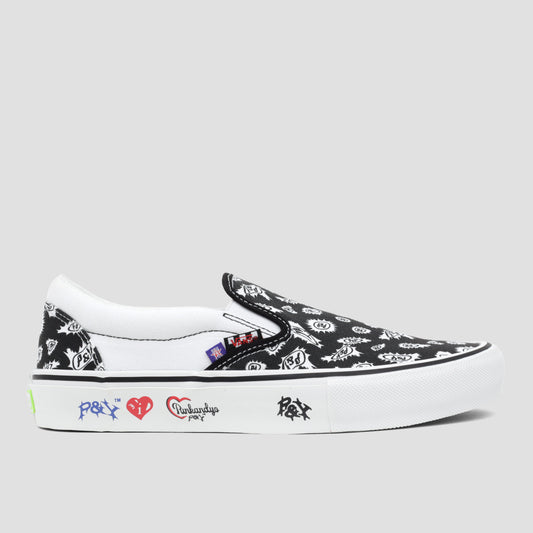 Vans X Punkandyo Skate Slip On Skate Shoes Black / White