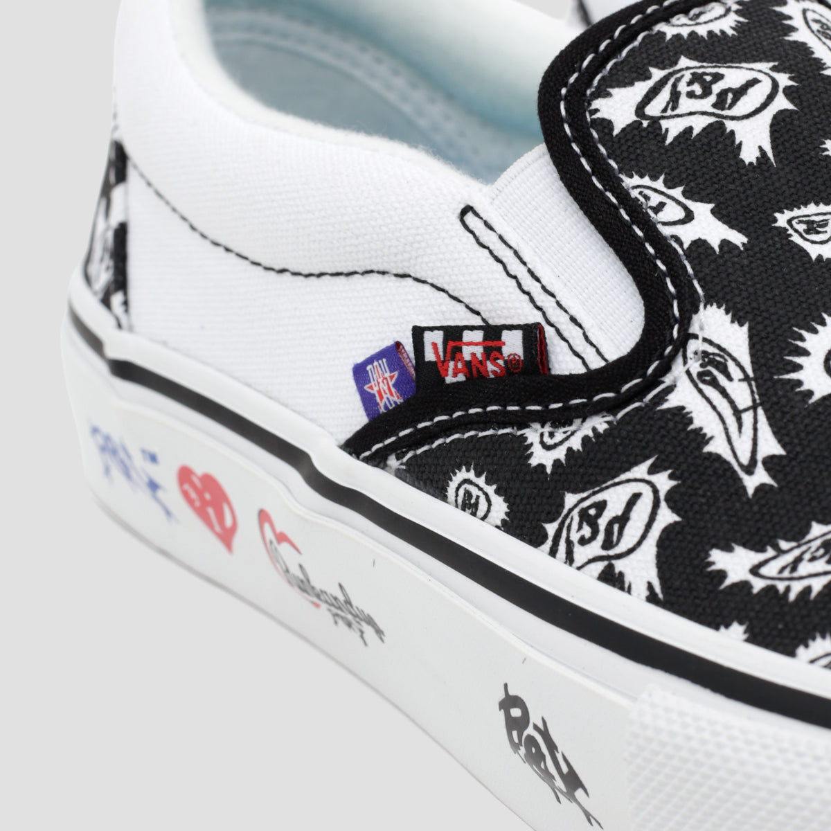 Vans X Punkandyo Skate Slip On Skate Shoes Black / White