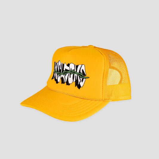 Welcome Thorns Embroidered Trucker Cap Gold