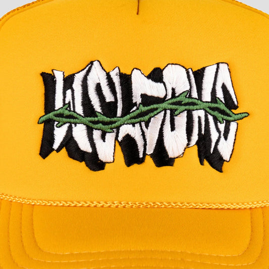 Welcome Thorns Embroidered Trucker Cap Gold