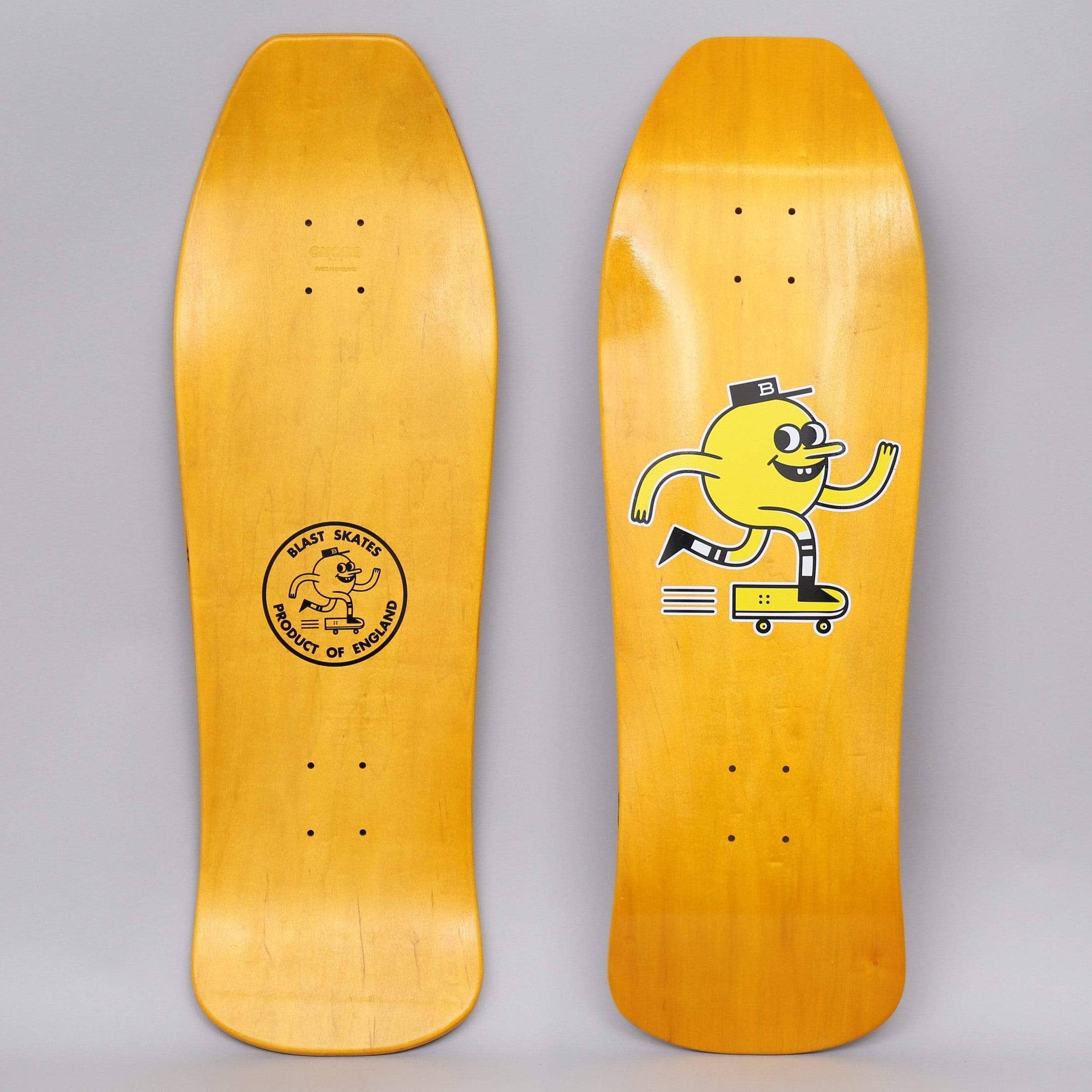 Blast 10 Mascot Logo Skateboard Deck Yellow Stain