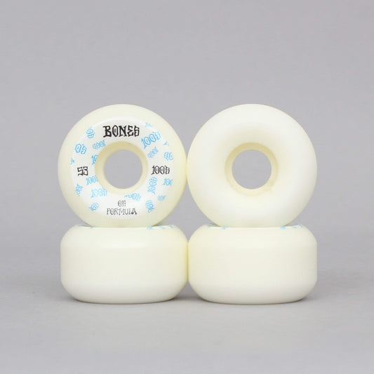 Bones 53mm 100's V5 #3 Sidecut Skateboard Wheels White / Blue