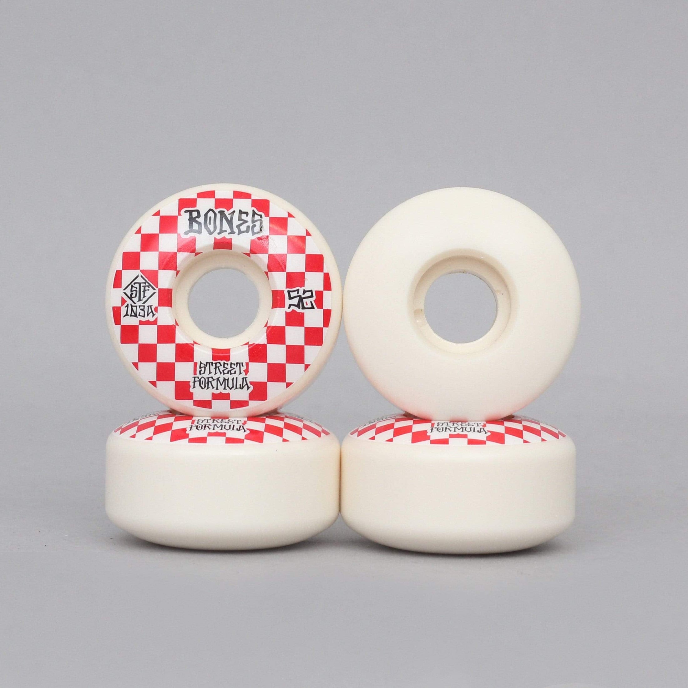Bones 52mm 103A STF Patterns V3 Slims Skateboard Wheels White / Red
