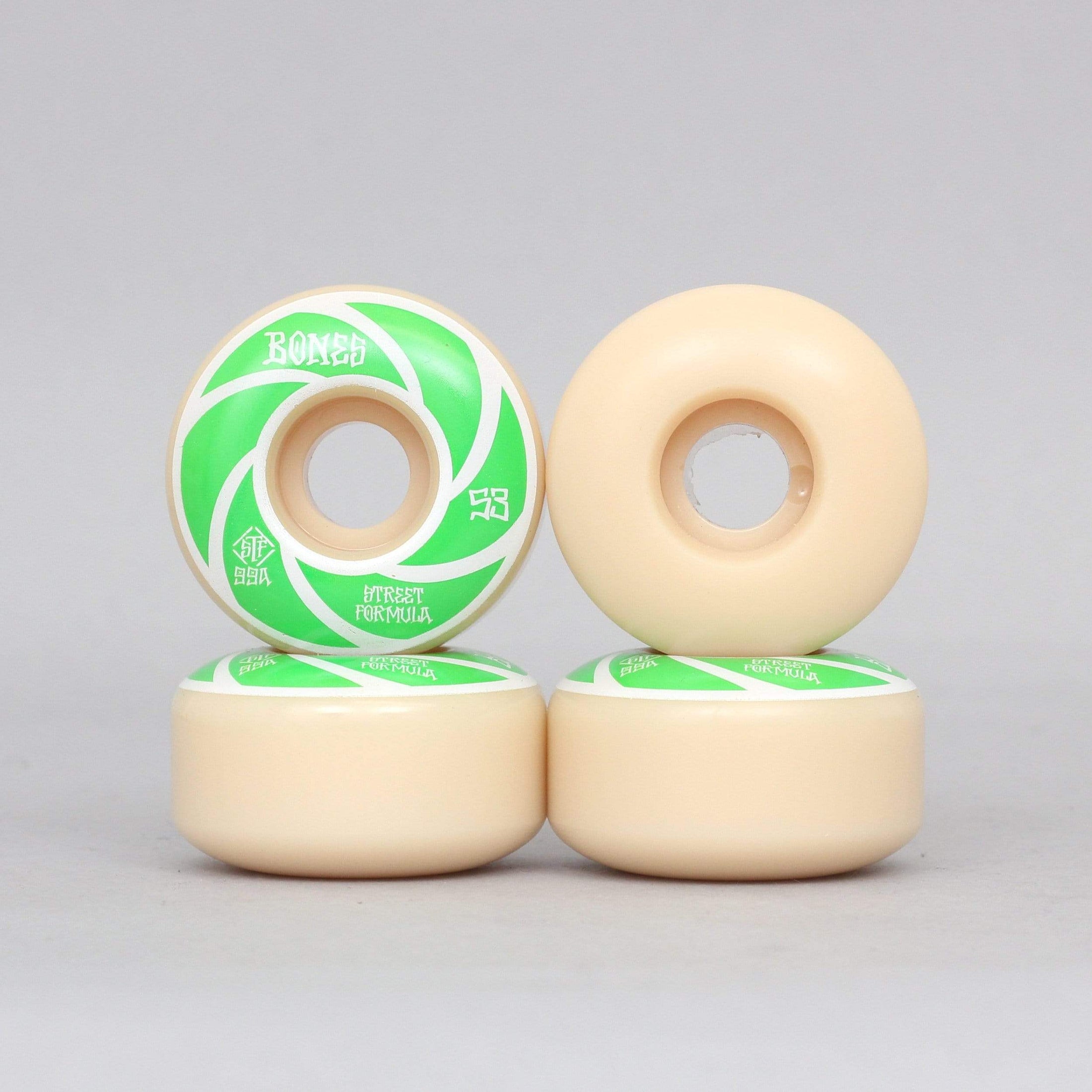 Bones 53mm 99A Patterns STF V1 Standard Skateboard Wheels White / Green