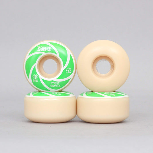 Bones 53mm 99A Patterns STF V1 Standard Skateboard Wheels White / Green