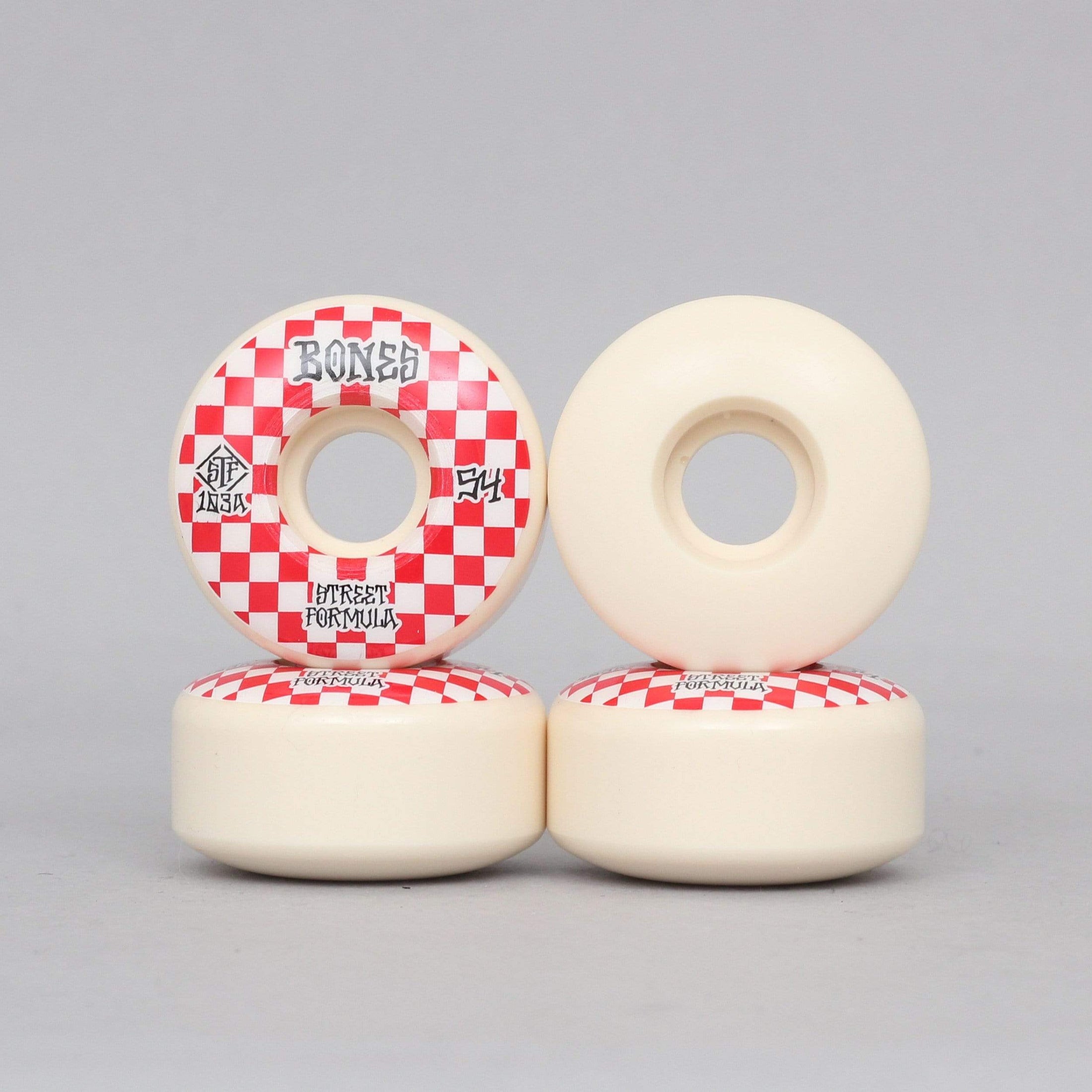 Bones 54mm 103A Patterns STF V3 Slims Skateboard Wheels White / Red