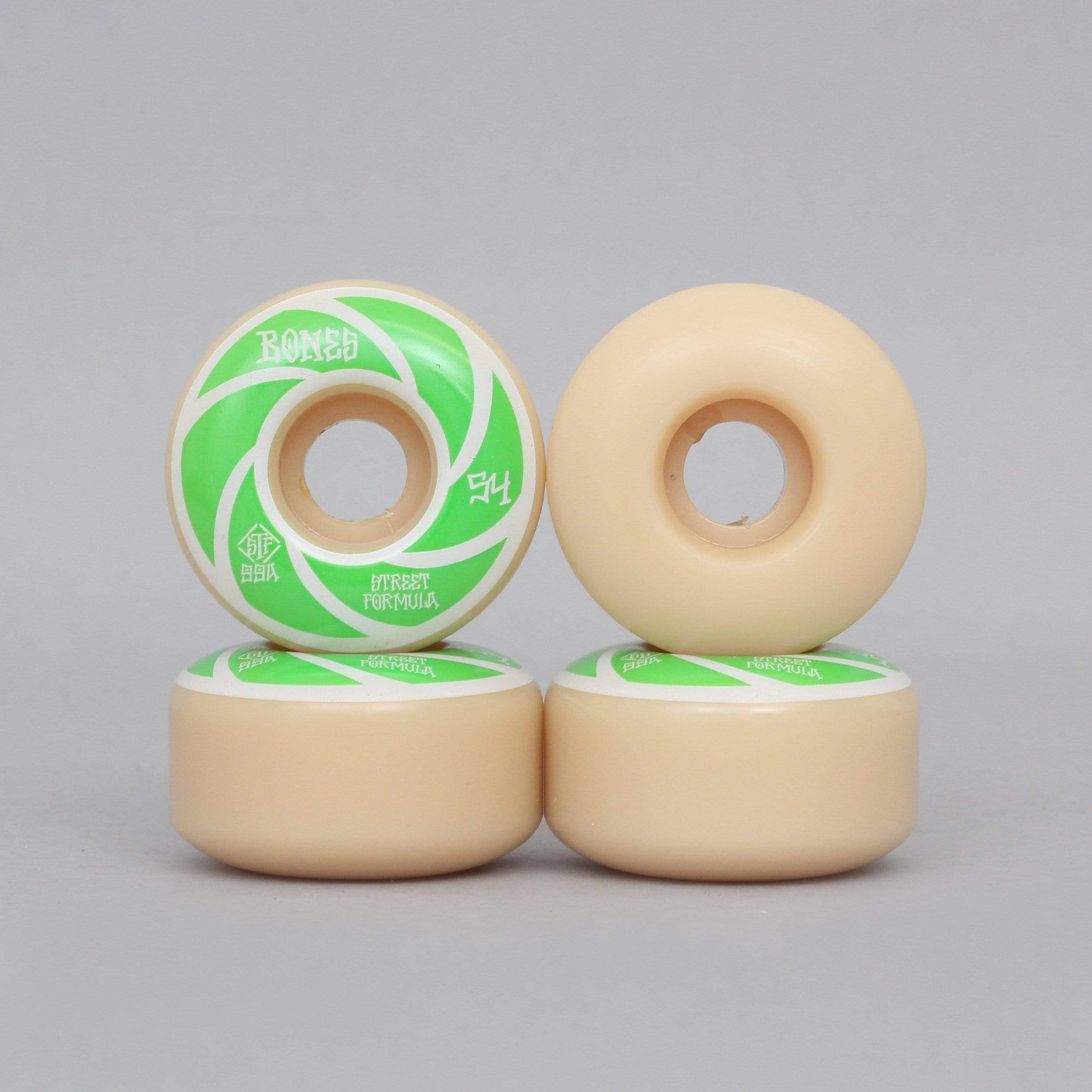Bones 54mm 99A STF Patterns V1 Standard Skateboard Wheels White / Green