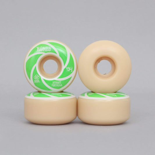 Bones 54mm 99A STF Patterns V1 Standard Skateboard Wheels White / Green