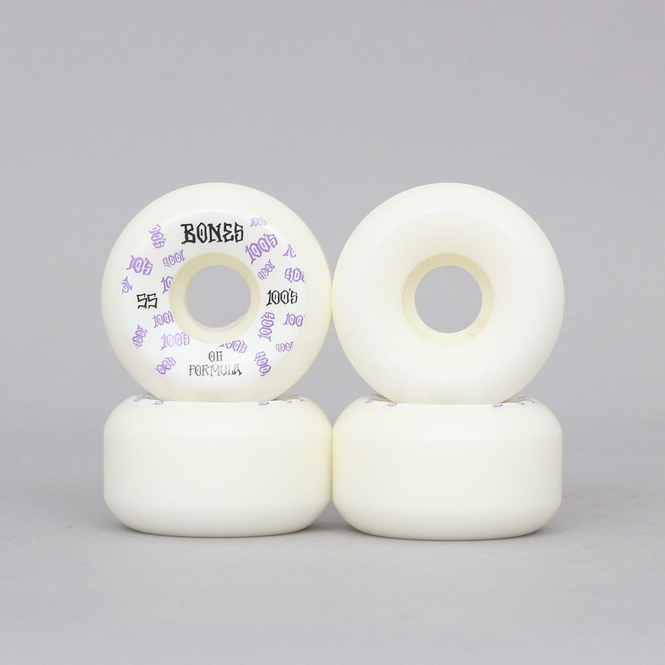 Bones 55mm 100's V5 #3 Sidecut Skateboard Wheels White / Purple