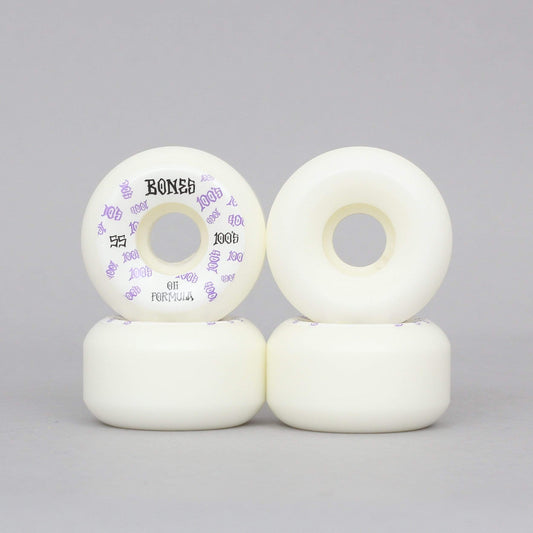 Bones 55mm 100's V5 #3 Sidecut Skateboard Wheels White / Purple